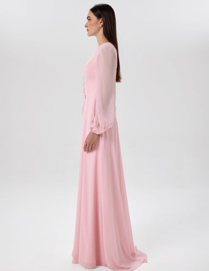 Soft Bloom Blush Pink Beaded Gown Close-Up Detail