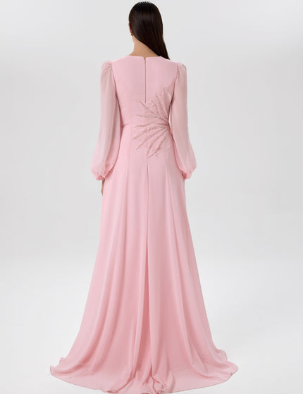 Soft Bloom Blush Pink Beaded Gown Back View