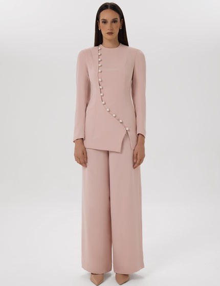 Pearl Curve Co-Ord Set Blush Wide-Leg Set Front View