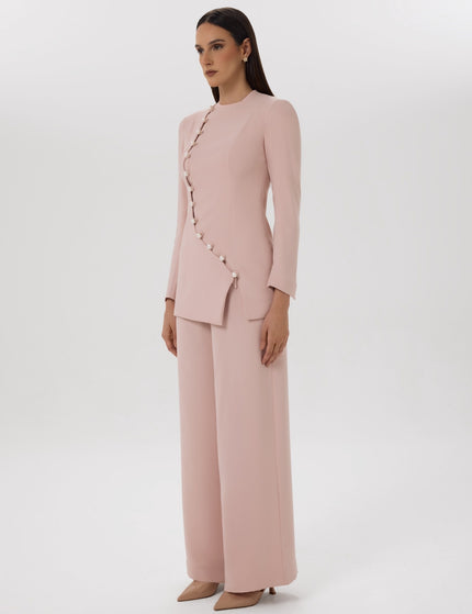 Pearl Curve Co-Ord Set Blush Wide-Leg Set Left Side View