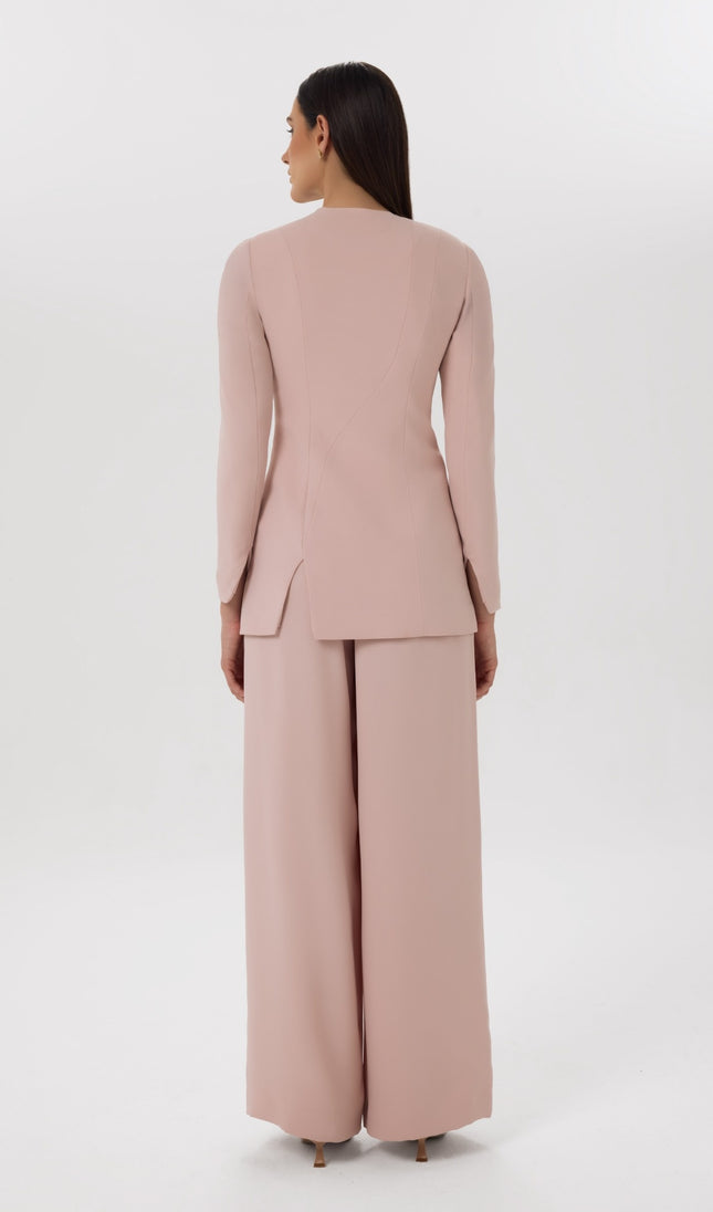 Pearl Curve Co-Ord Set Blush Wide-Leg Set Back View