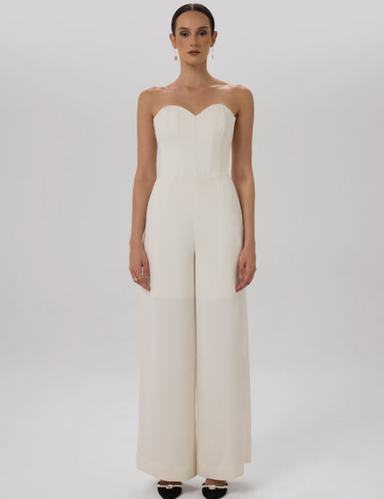 Soft Reveal Jumpsuit Ivory Strapless Jumpsuit Full-Length Look
