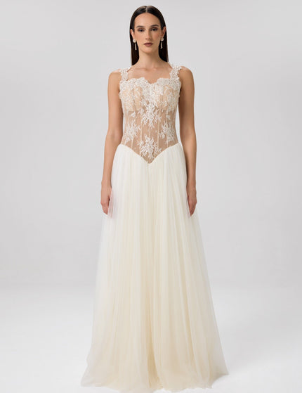 Soft Vow Ivory Lace Bridal Gown Left Side View