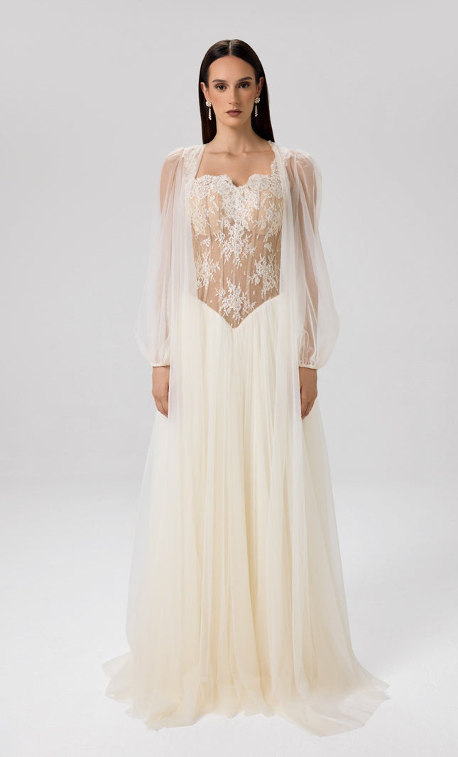 Soft Vow Ivory Lace Bridal Gown Front View