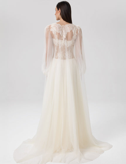 Soft Vow Ivory Lace Bridal Gown Back View