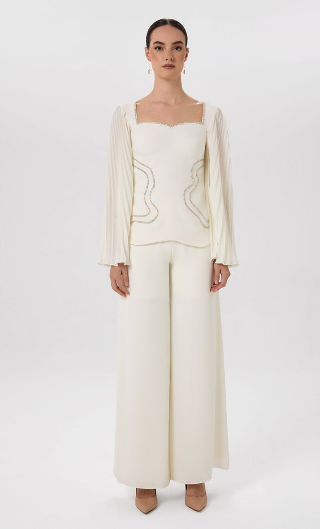 Lily Co-Ord Set Ivory Beaded Co-Ord Set Front View