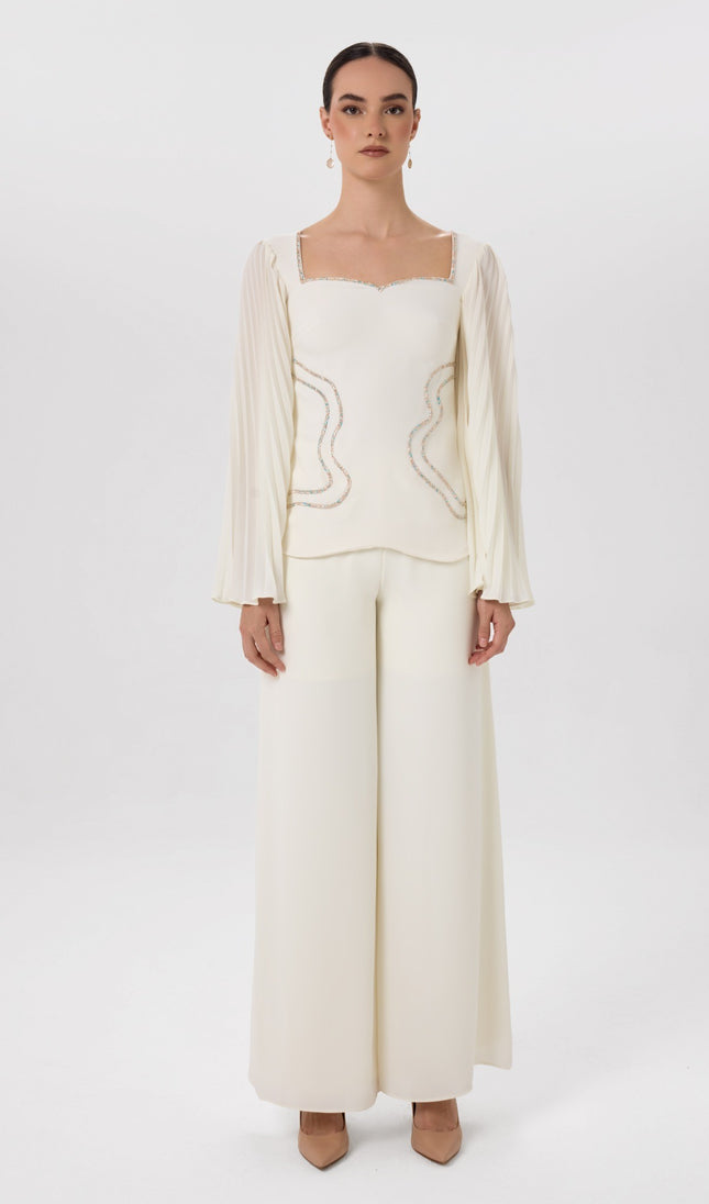 Lily Co-Ord Set Ivory Beaded Co-Ord Set Front View