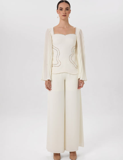 Lily Co-Ord Set Ivory Beaded Co-Ord Set Front View