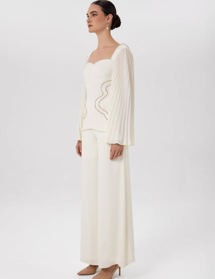 Lily Co-Ord Set Ivory Beaded Co-Ord Set Left Side View