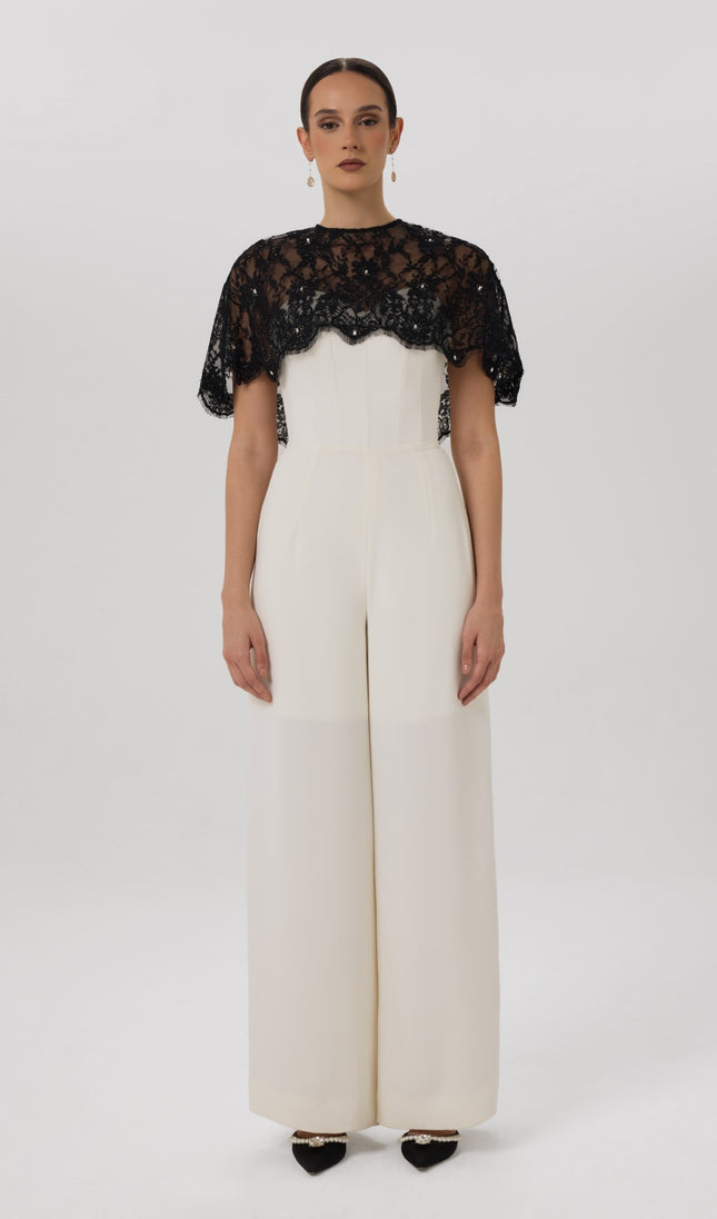 Soft Reveal Jumpsuit Ivory Strapless Jumpsuit Front View