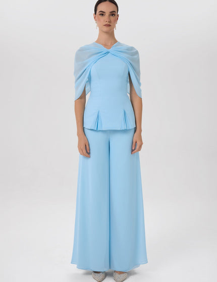 Papillon Co-Ord Set Pastel Blue Ensemble Front View