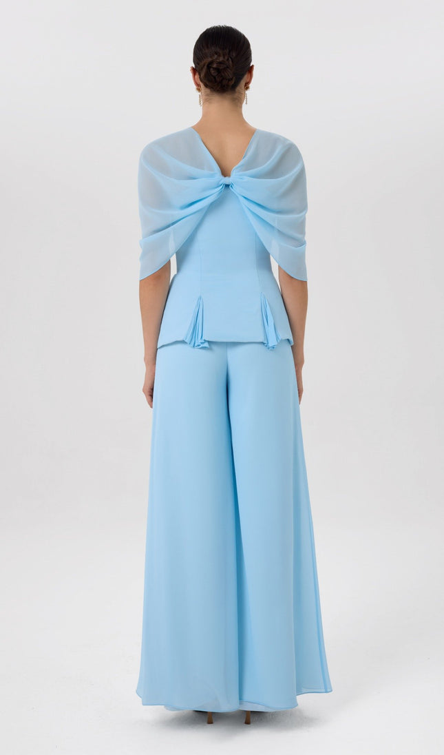 Papillon Co-Ord Set Pastel Blue Ensemble Back View