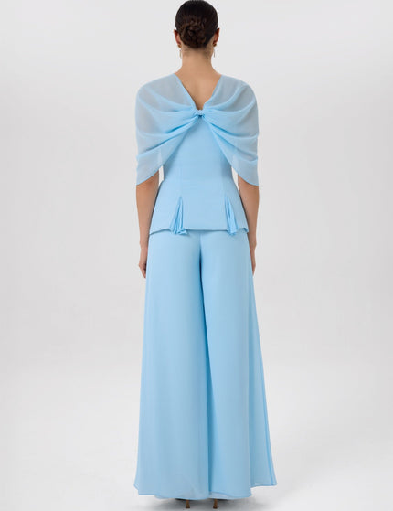 Papillon Co-Ord Set Pastel Blue Ensemble Back View