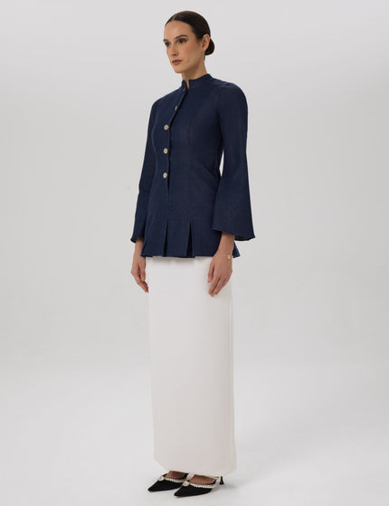 Bloom Denim Ivory Denim Jacket & Skirt Set Left Side View