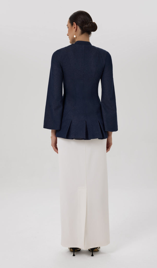 Bloom Denim Ivory Denim Jacket & Skirt Set Back View